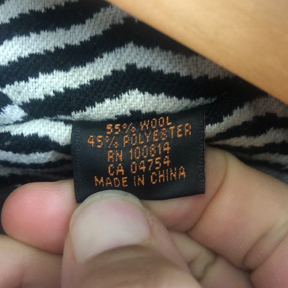 Ben Sherman Black White Striped Pea Coat Size M - Picture 3 of 16